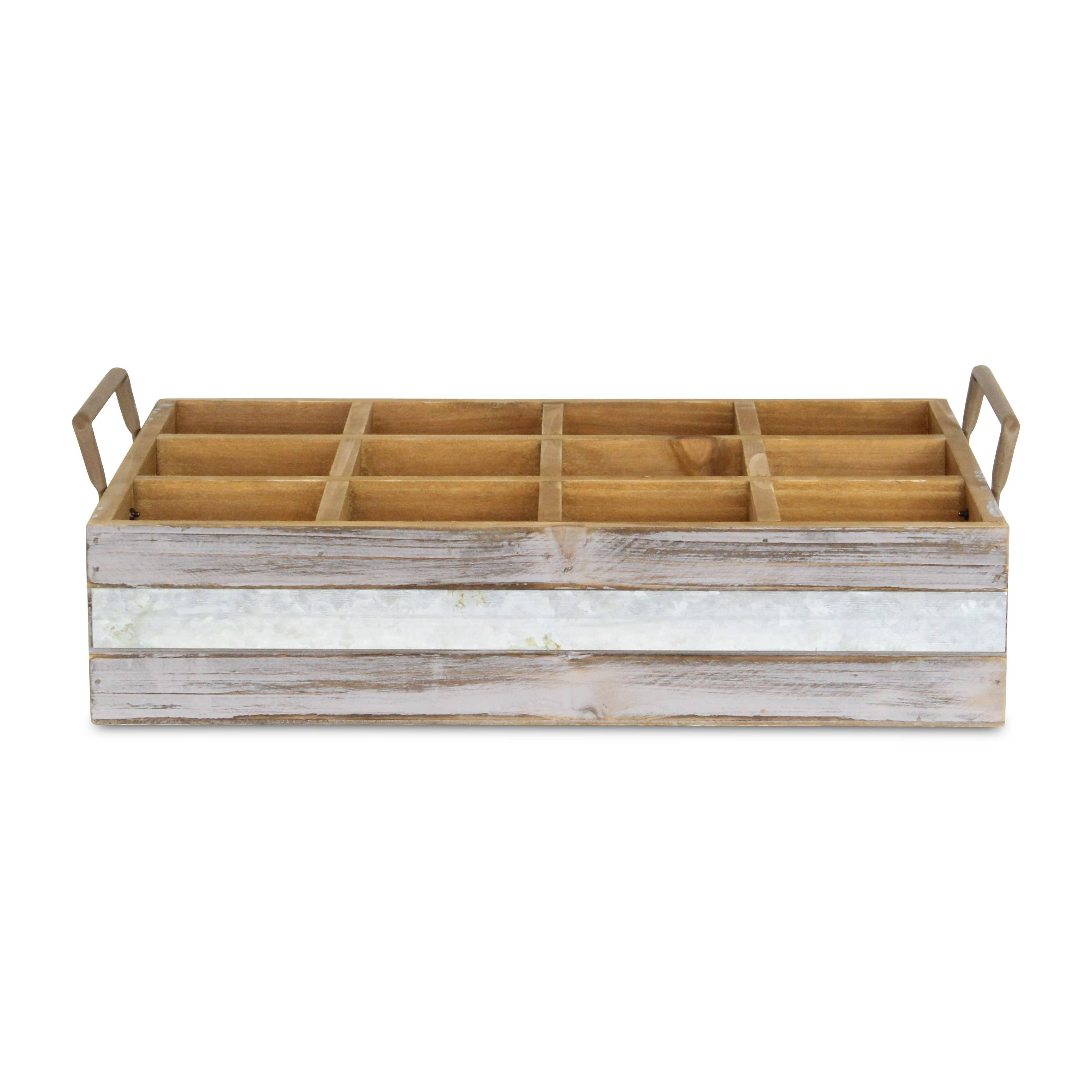 Obero 12 slot rectangular wood caddy close-up