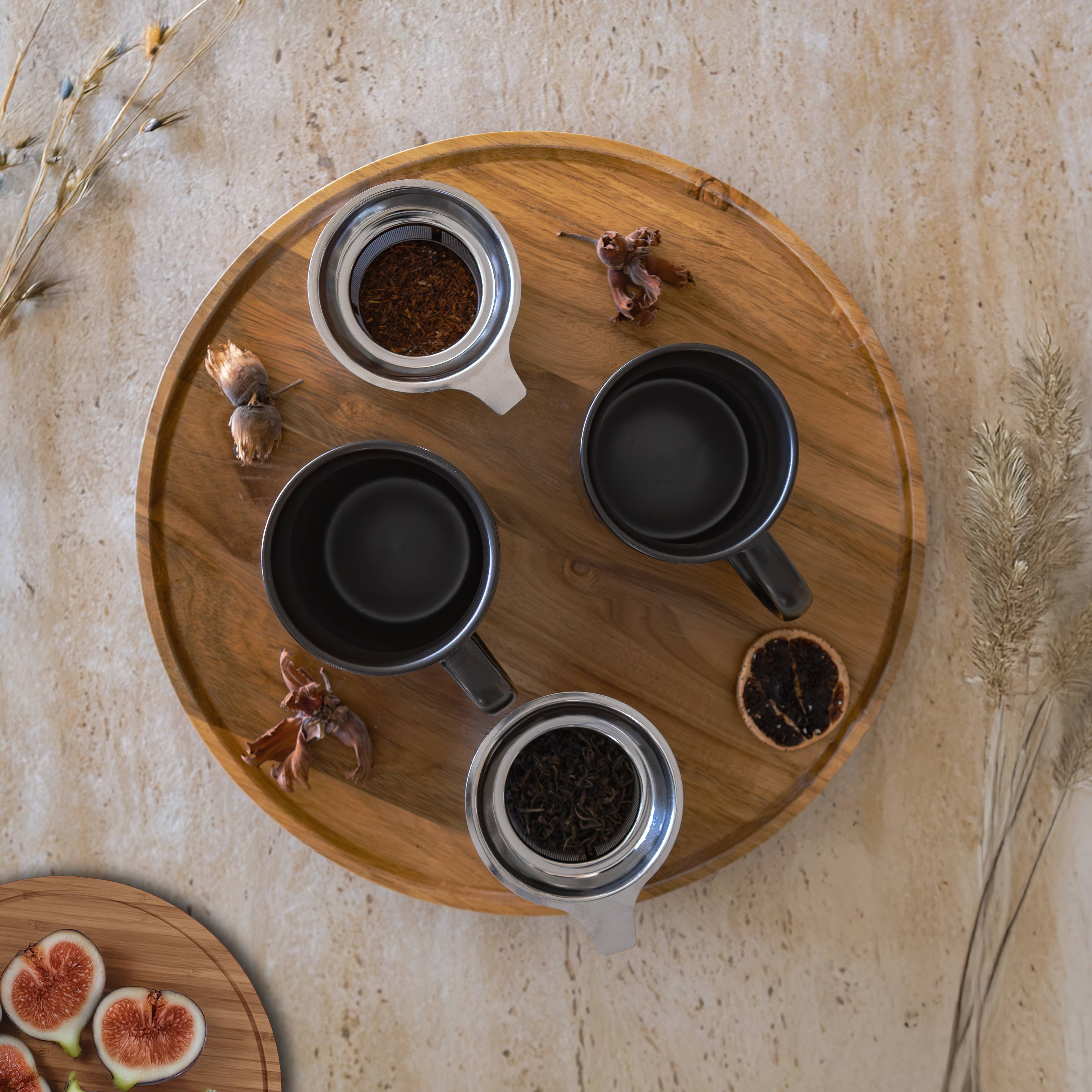 Juliet black stoneware teapot with wooden lid, 475ml