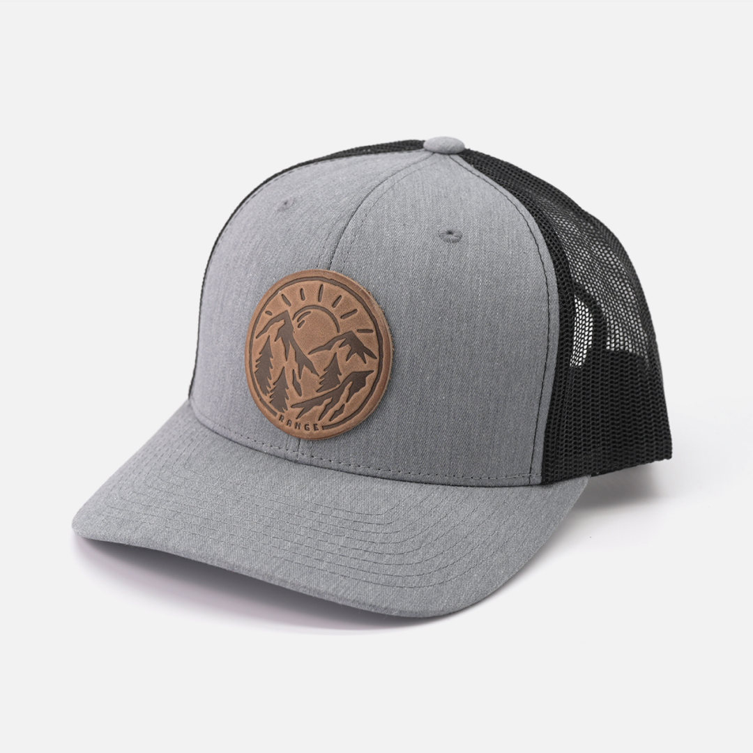Vintage Sunrise Hat | Leather Patch Trucker Hat