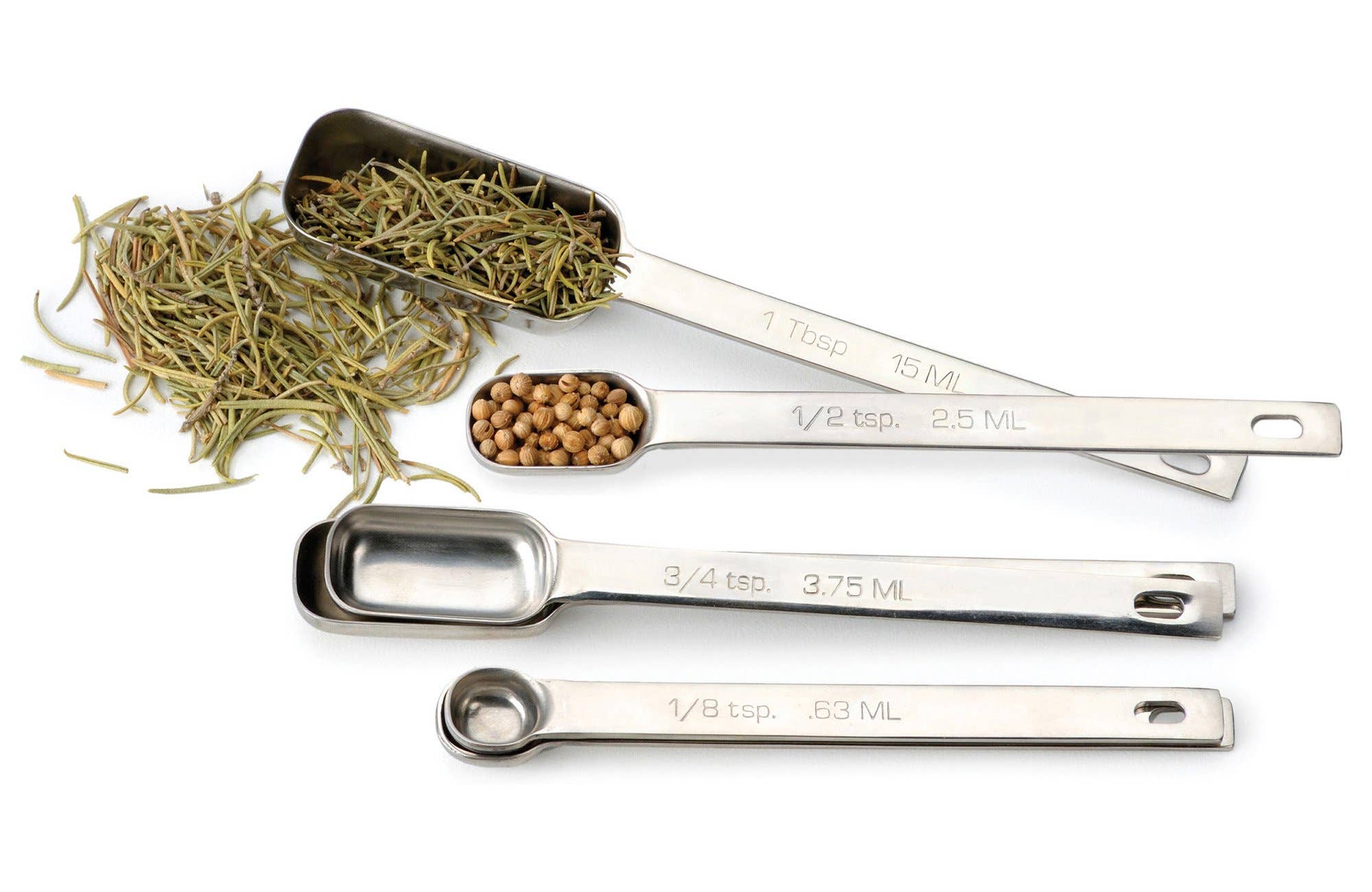 Spice measuring spoon set of 6 overhead view
