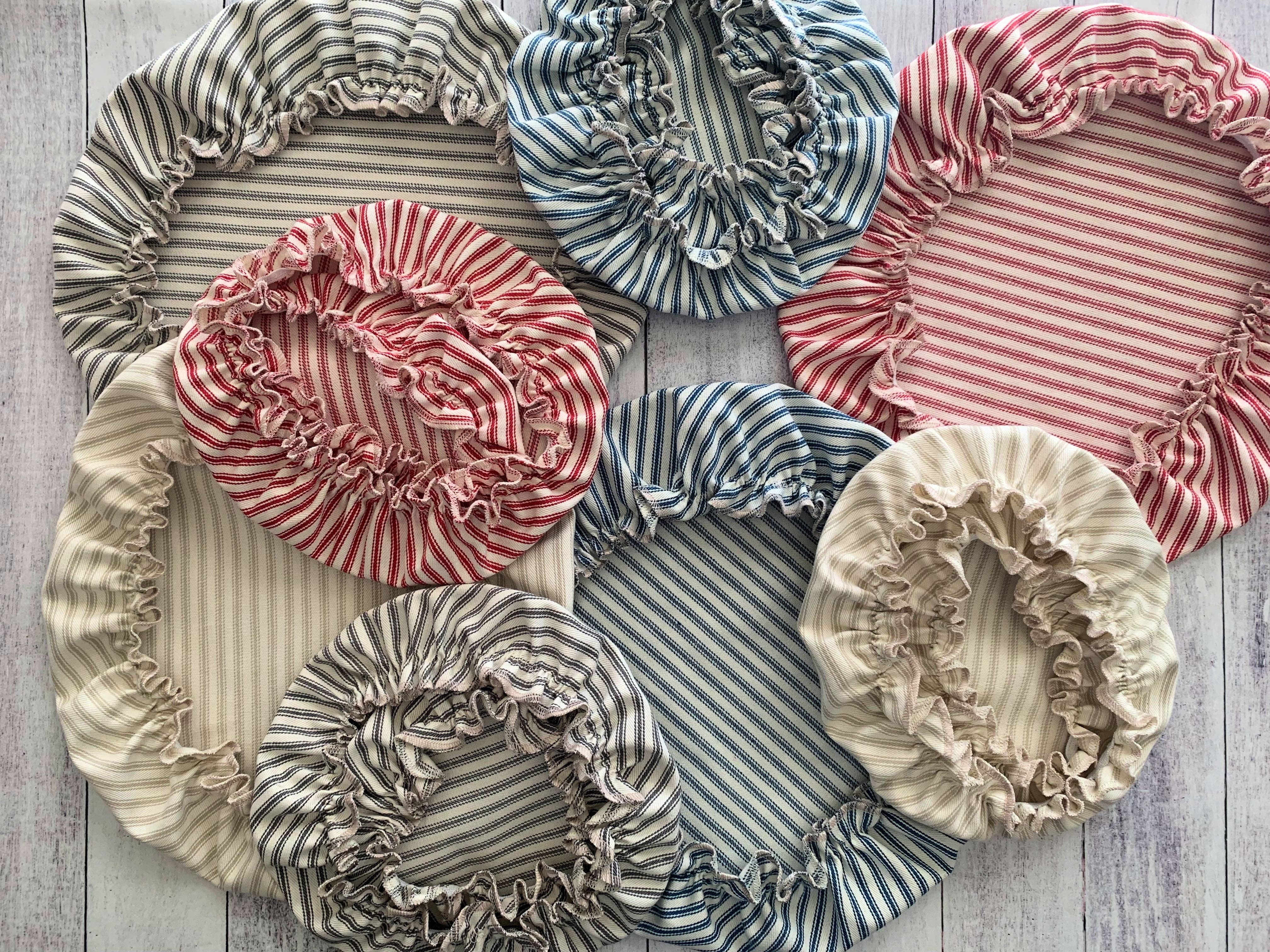 Reusable Bowl Covers, set of three- ticking stripes