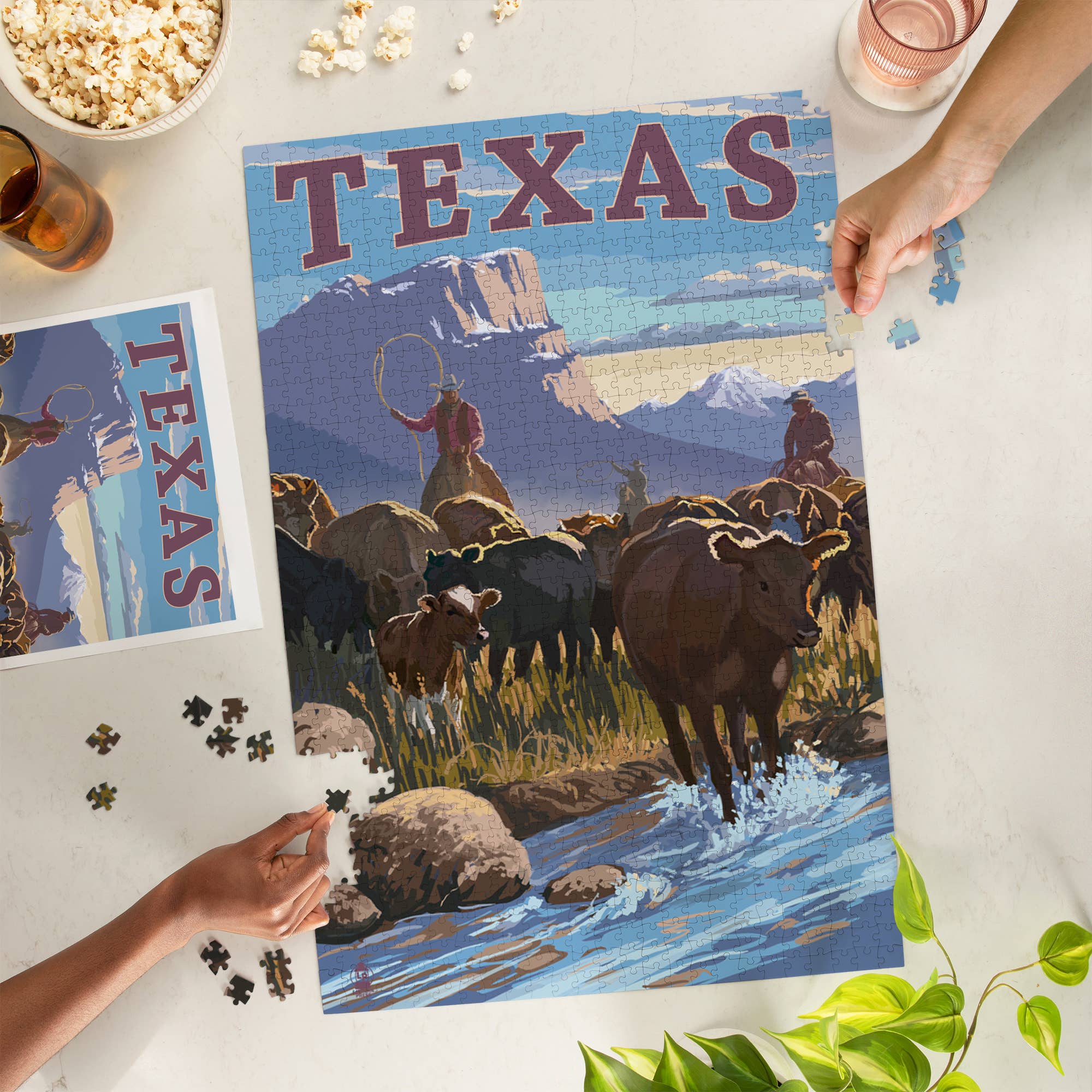 1000 PIECE PUZZLE Texas, Cowboy Cattle Drive Scene