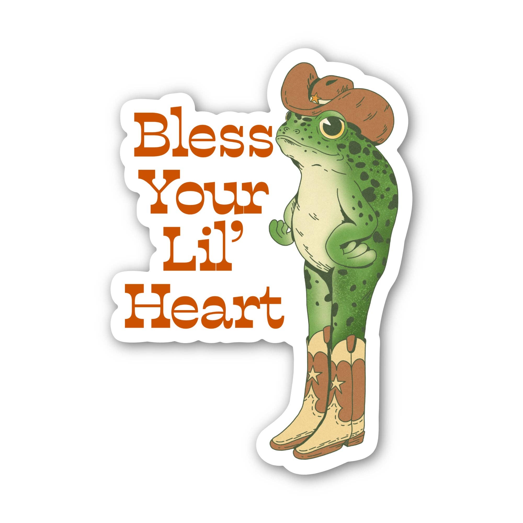 Bless Your Lil' Heart cowboy frog sticker alternate view