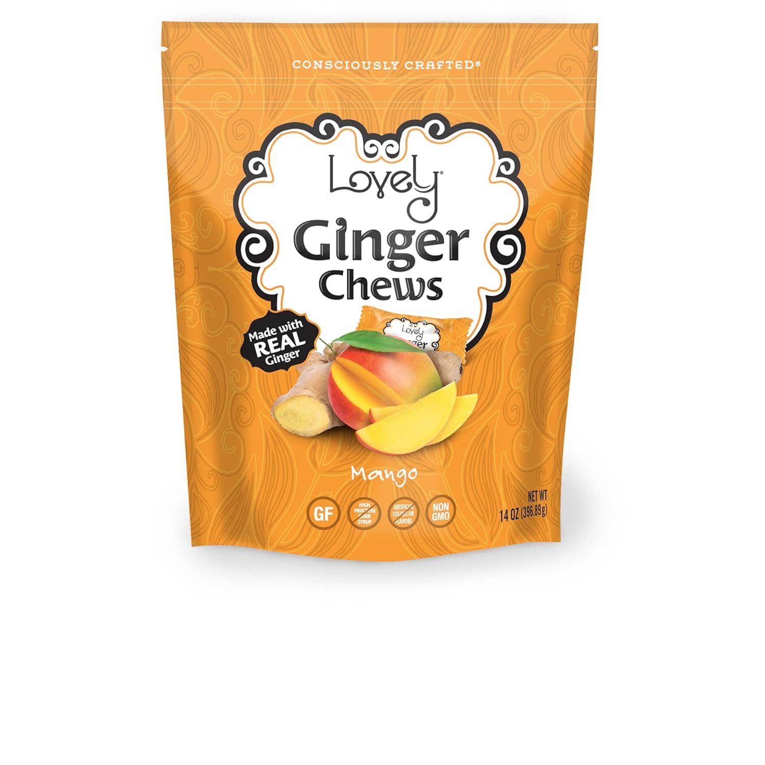 Mango Ginger Chews Candy - Gluten Free, Vegan, Non-GMO