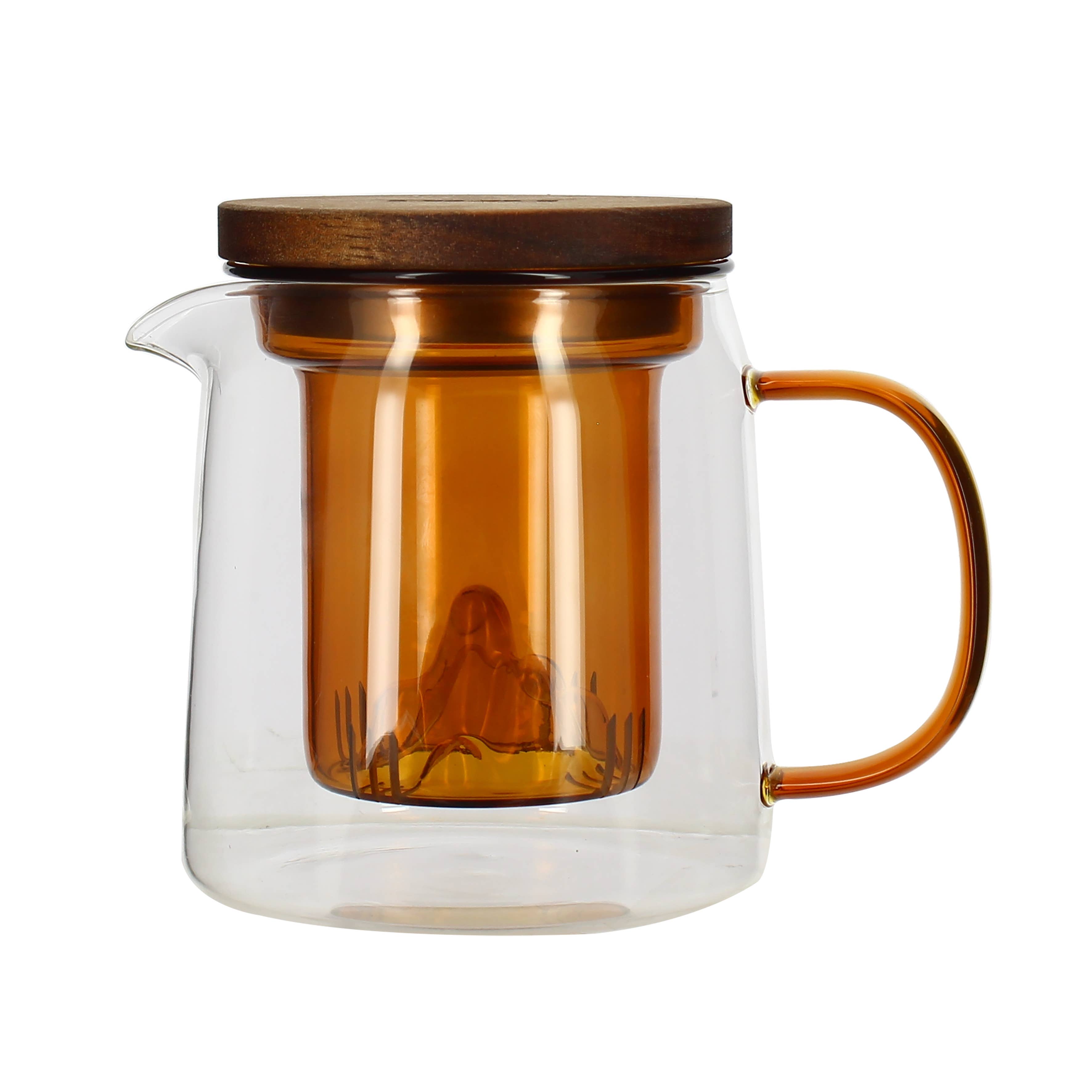 LASKA 450ml glass teapot with handle and amber infuser