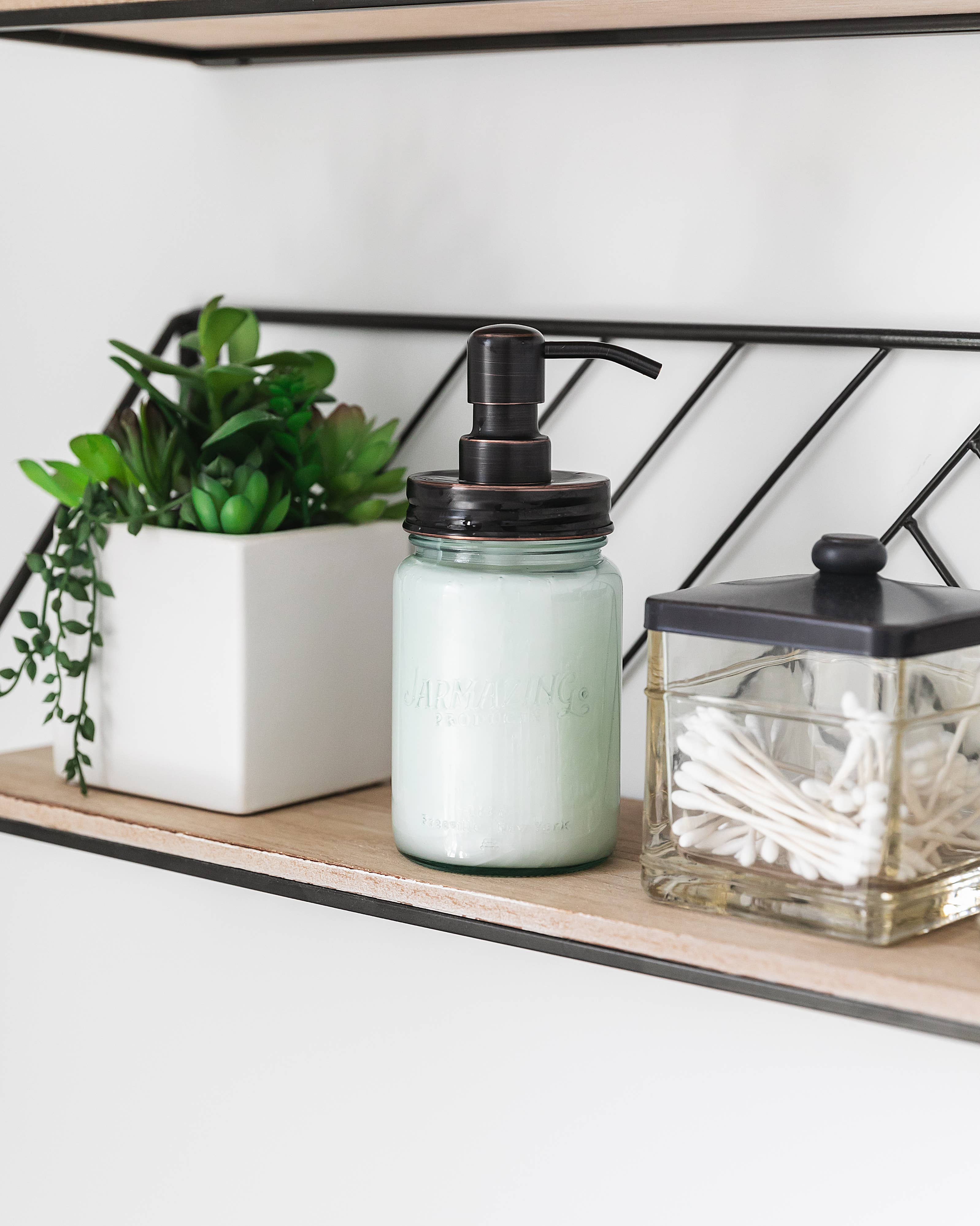 Blue Glass Mason Jar Soap and Lotion Dispenser - 2 Pack