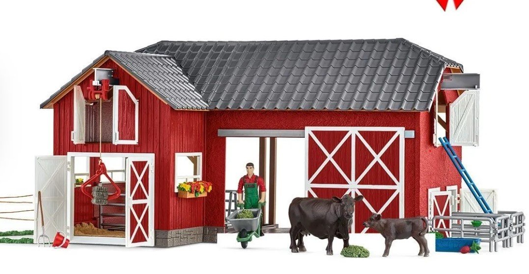 Schleich Farm World Large Red Barn with animals and accessories