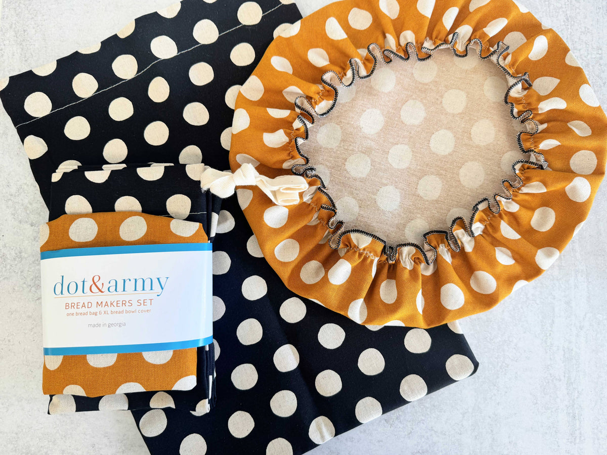 Bread Makers Set- Bowl Cover and Bread Bag- Polka Dot