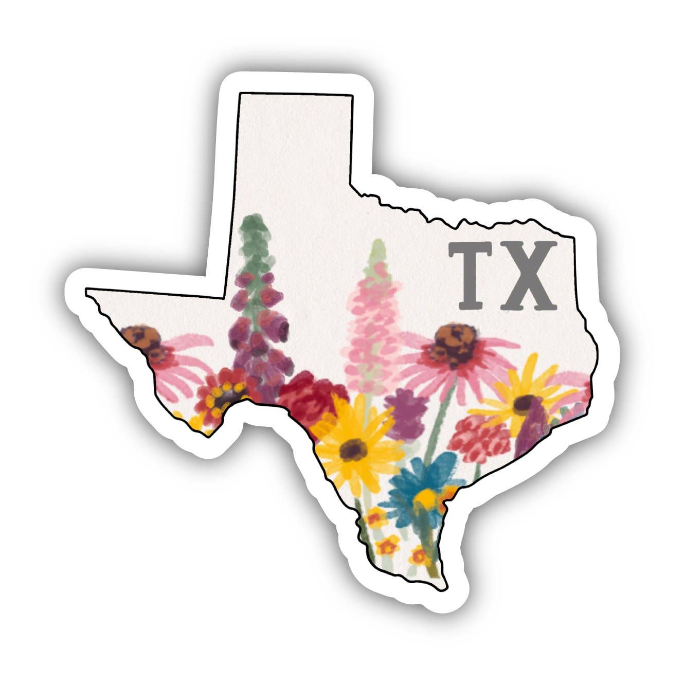 TX Wildflower sticker with Texas wildflower design