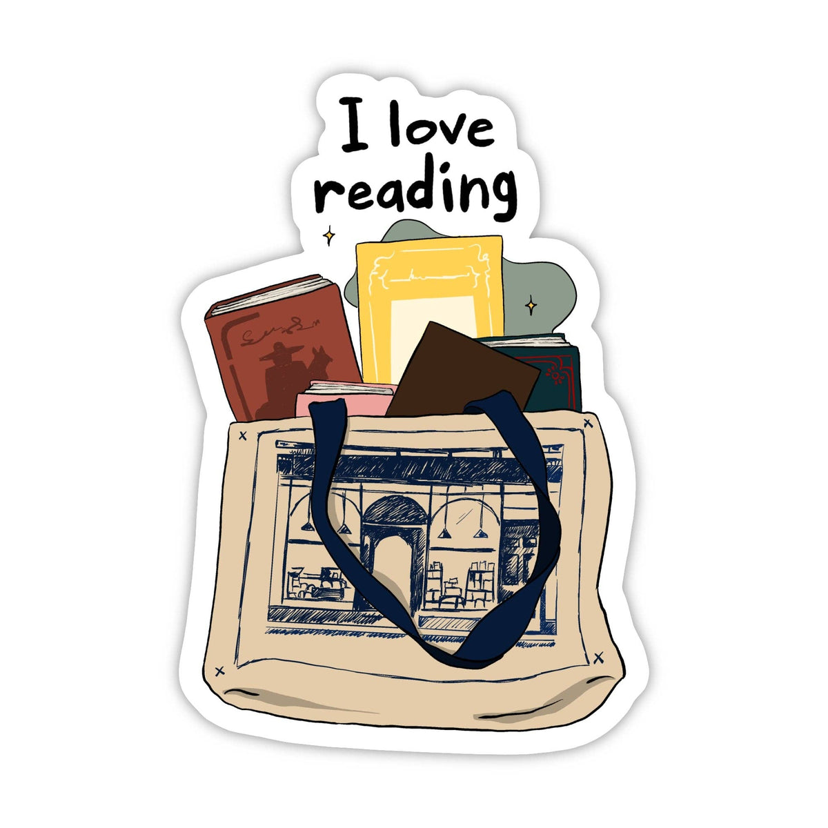 "I love reading" Bookish Sticker