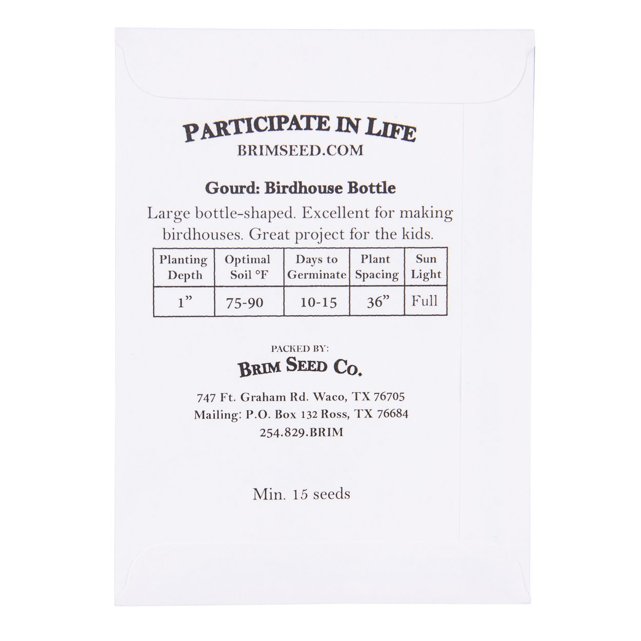 Brim Seed Co. - Birdhouse Bottle Gourd Seed