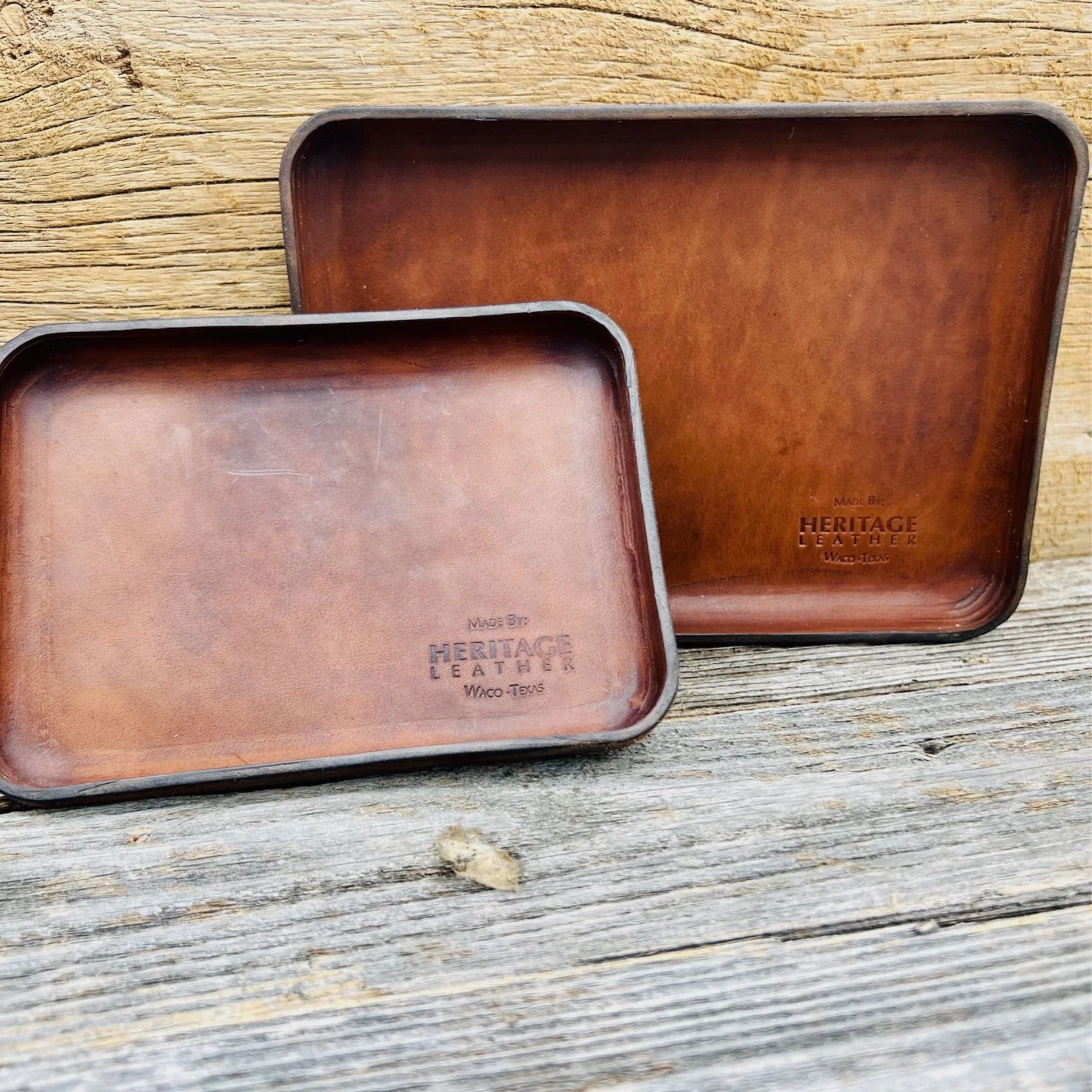 Heritage Leather large valet tray for keys and accessories