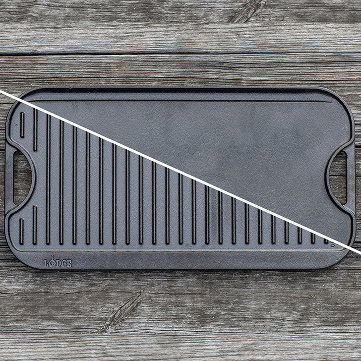 Lodge Pro Grade reversible grill griddle grilling side