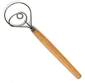 NorPro 12-inch Scandinavian dough whisk wood handle