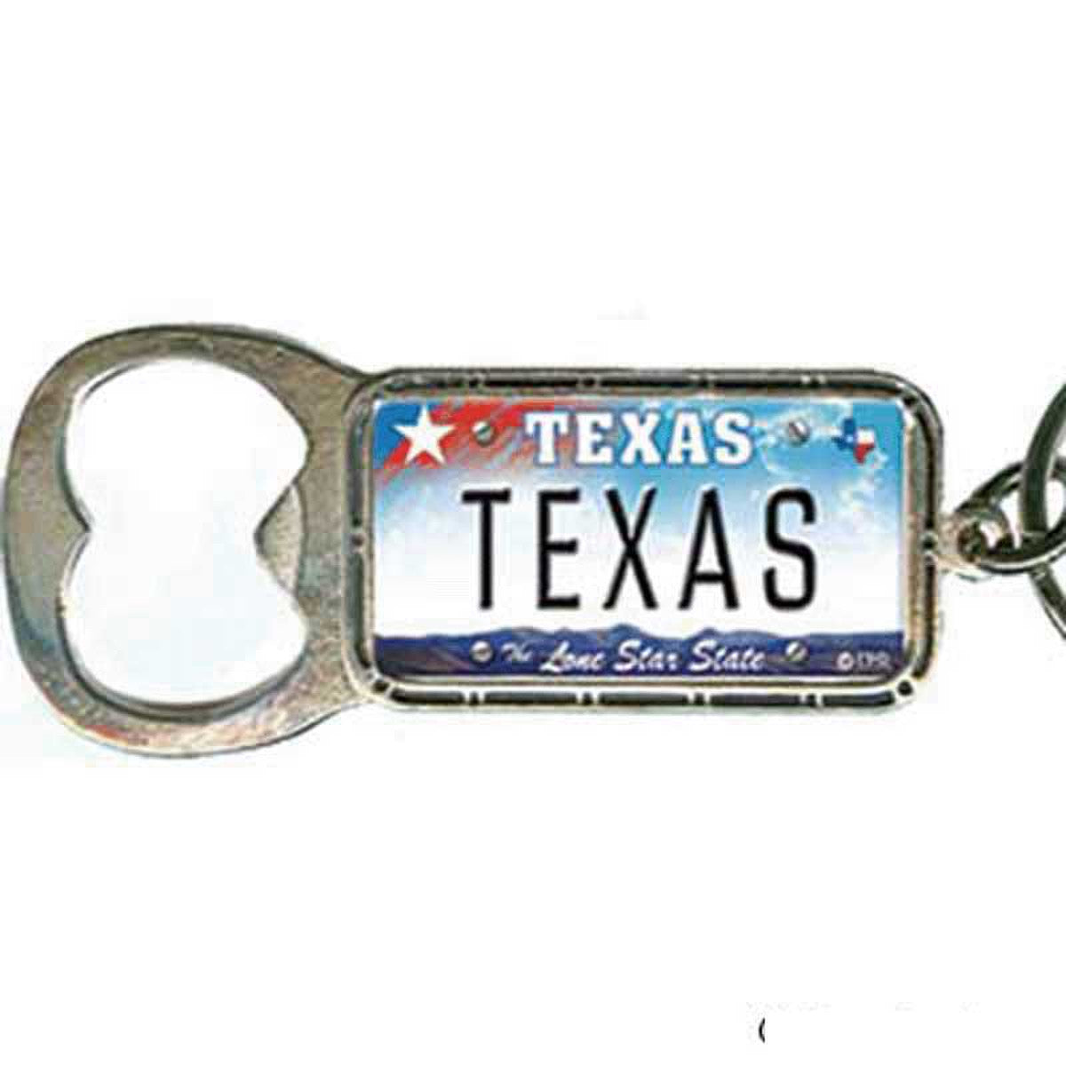 Texas license plate bottle opener keychain