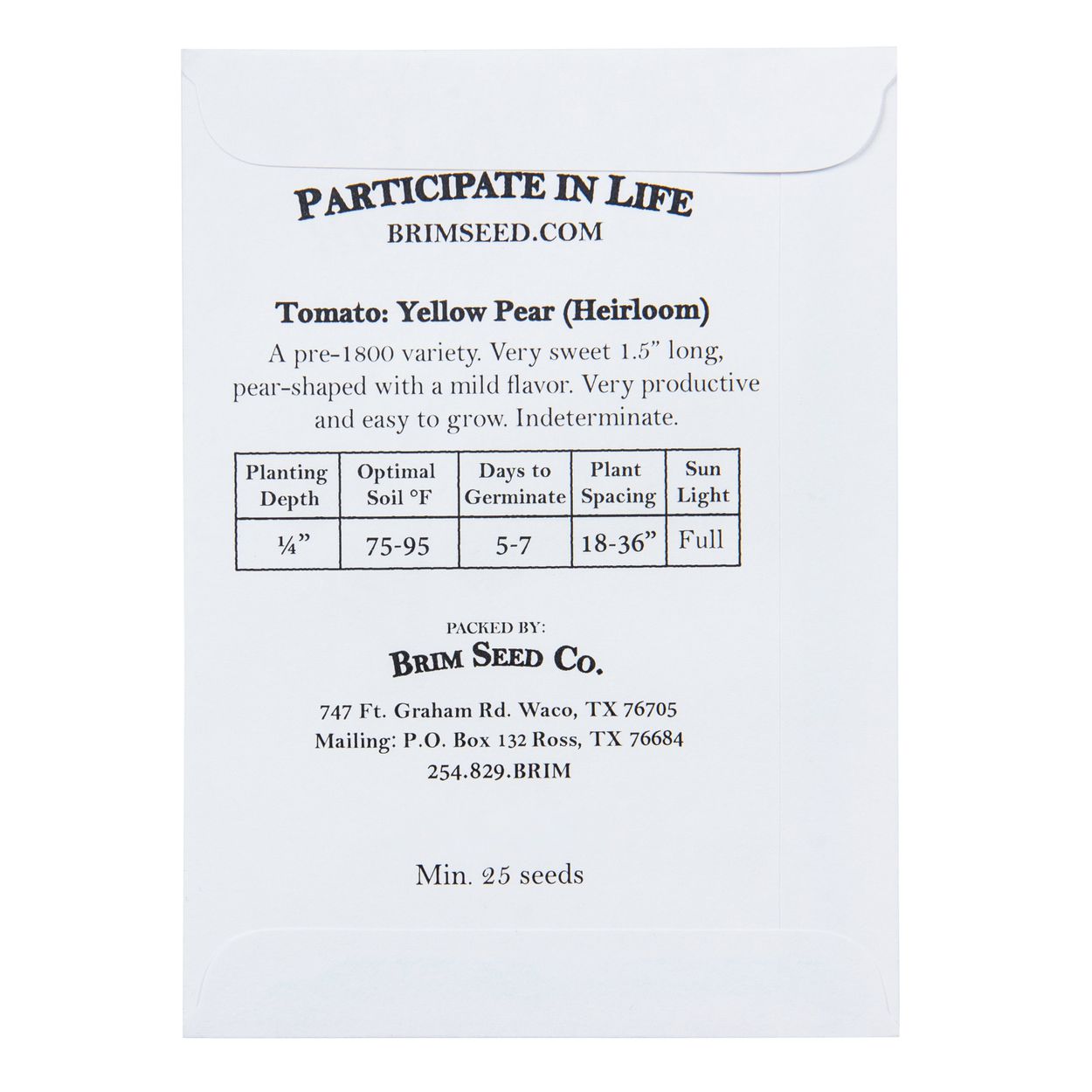 Brim Seed Co. - Yellow Pear Tomato Heirloom Seed