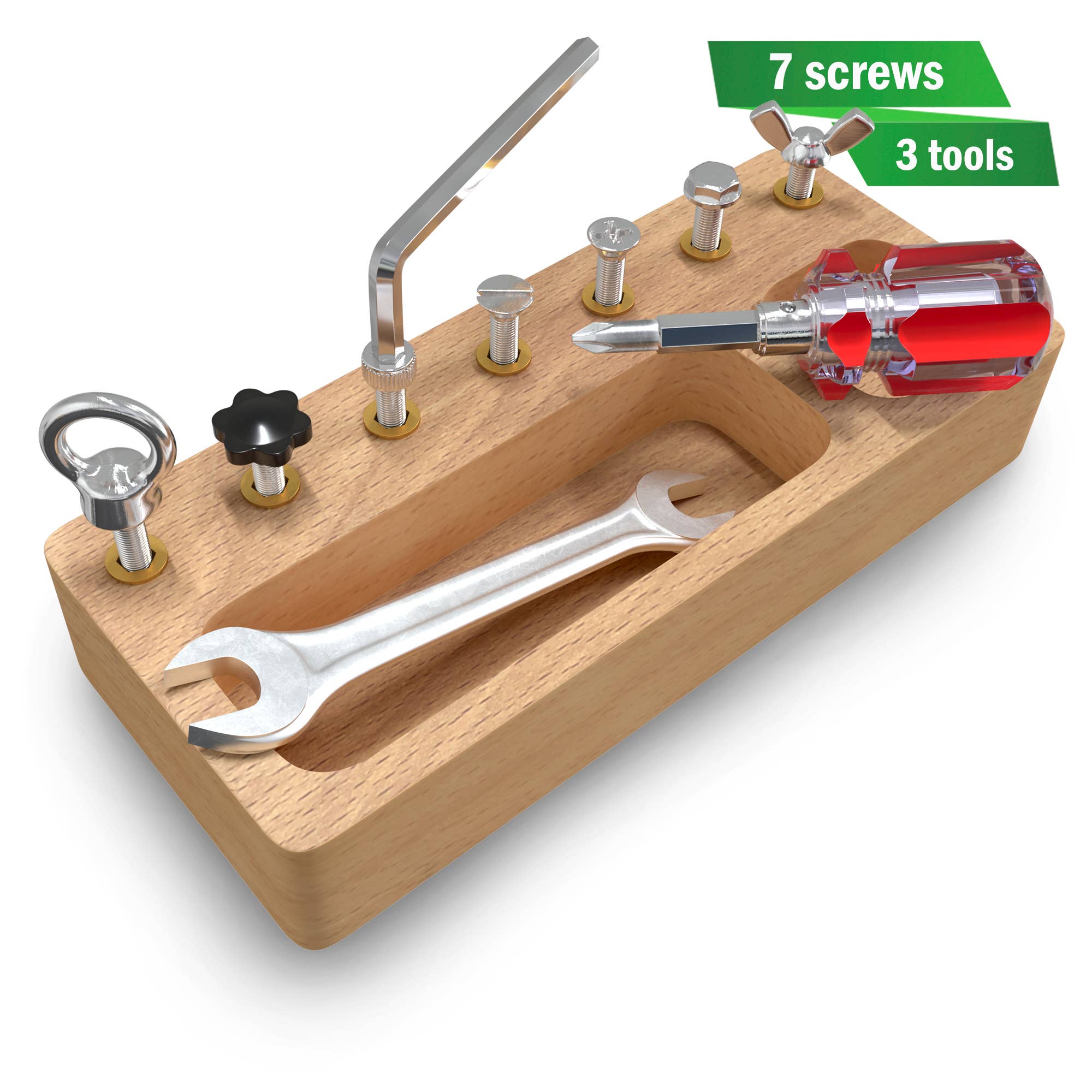 Montessori wooden screw driver board toy for kids
