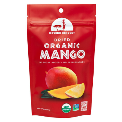 Mavuno Organic Dried Mango 2oz snack bag