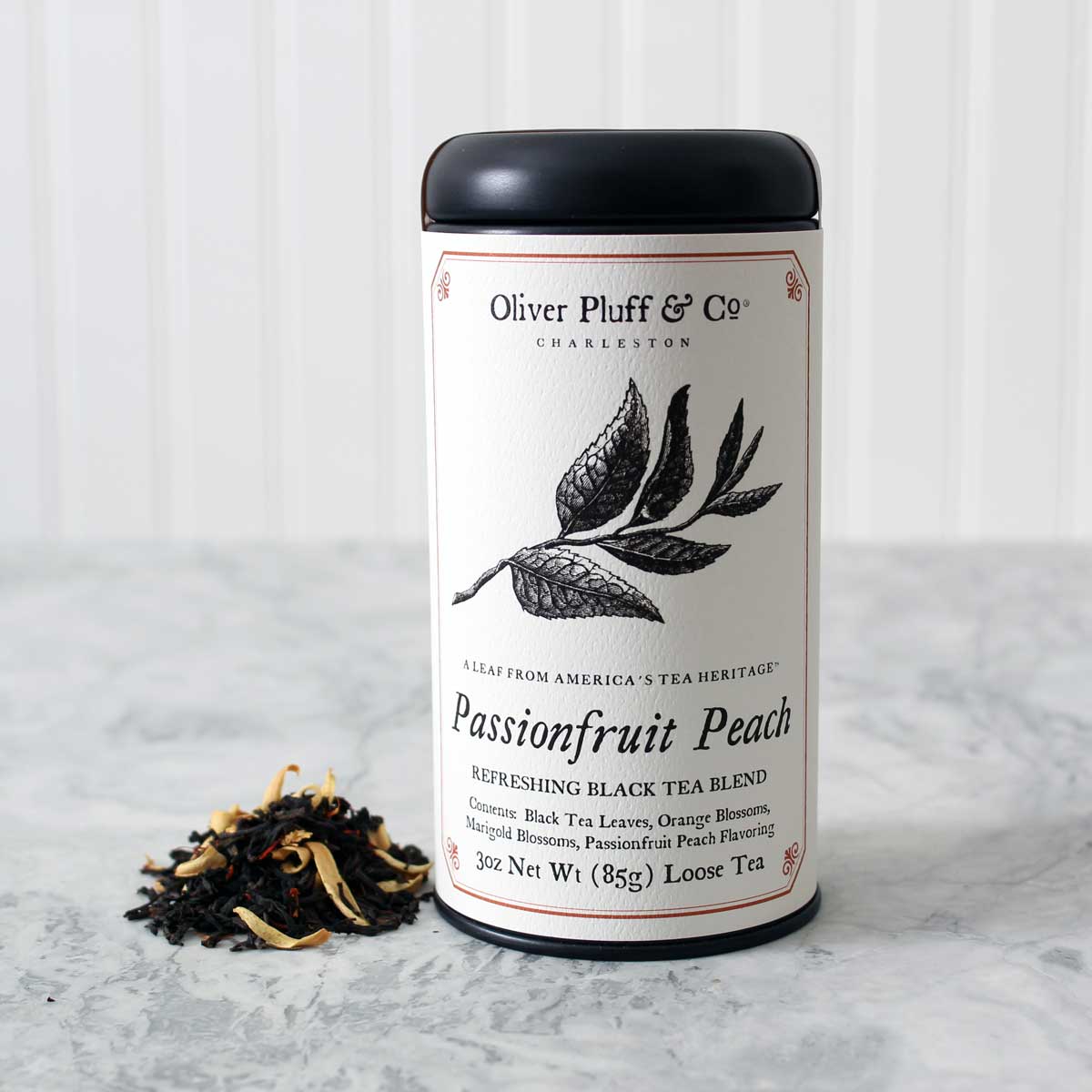 Passionfruit Peach loose tea in signature tea tin