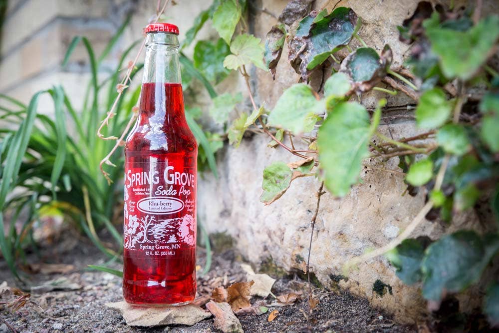 Spring Grove Soda Pop Rhu-Berry flavored bottle