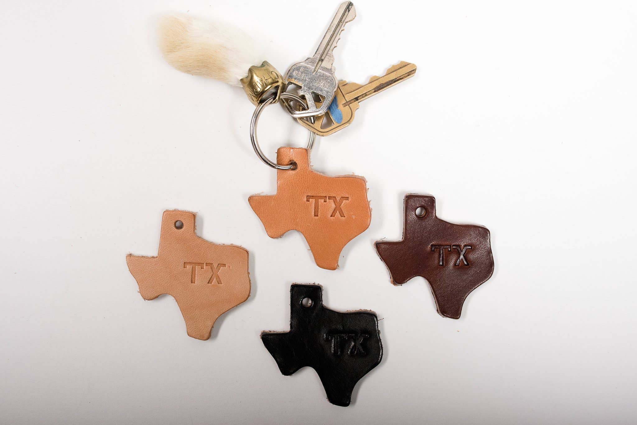 Manready Mercantile Texas shaped leather key tag in russet