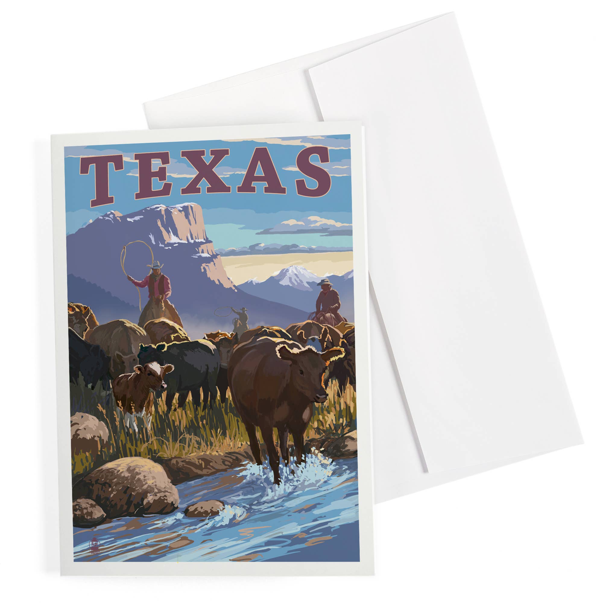 NOTECARD Texas, Cowboy Cattle Drive Scene