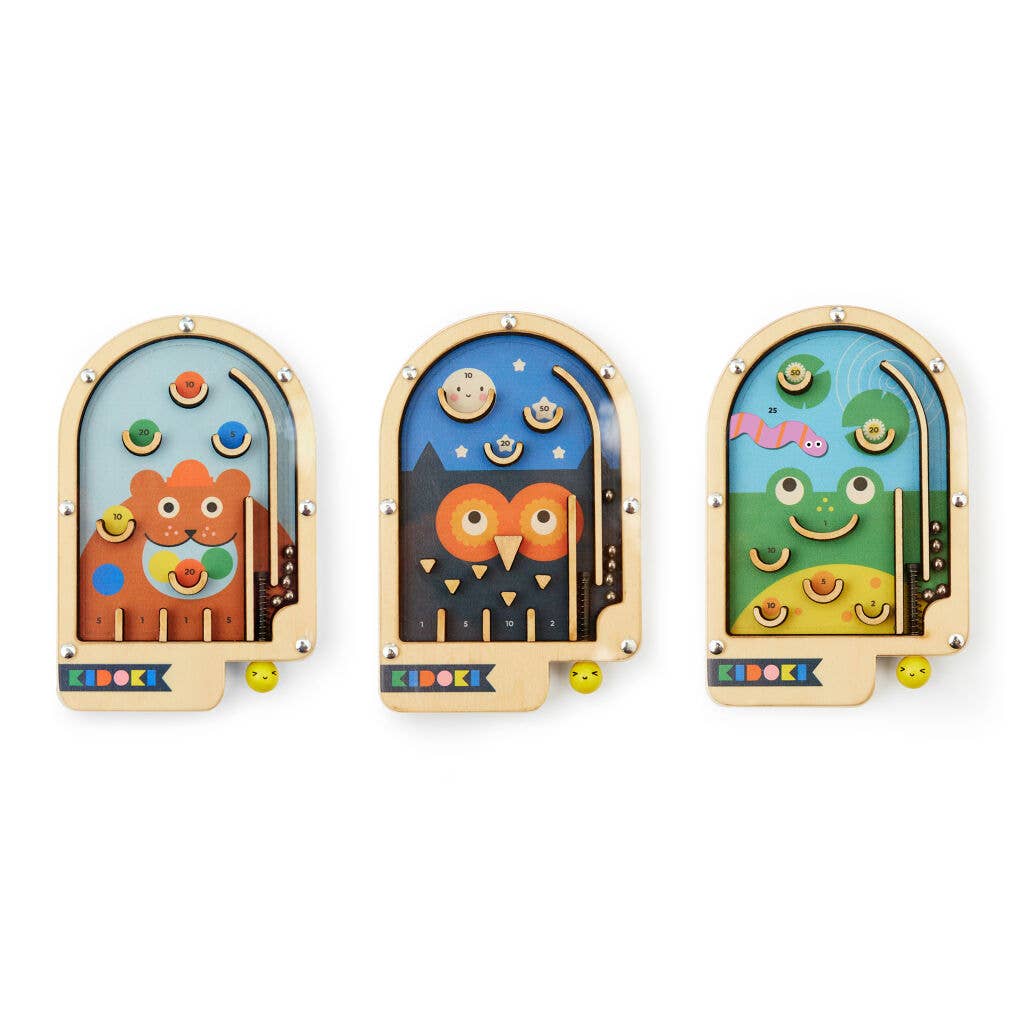 Assorted pinball games in colorful designs
