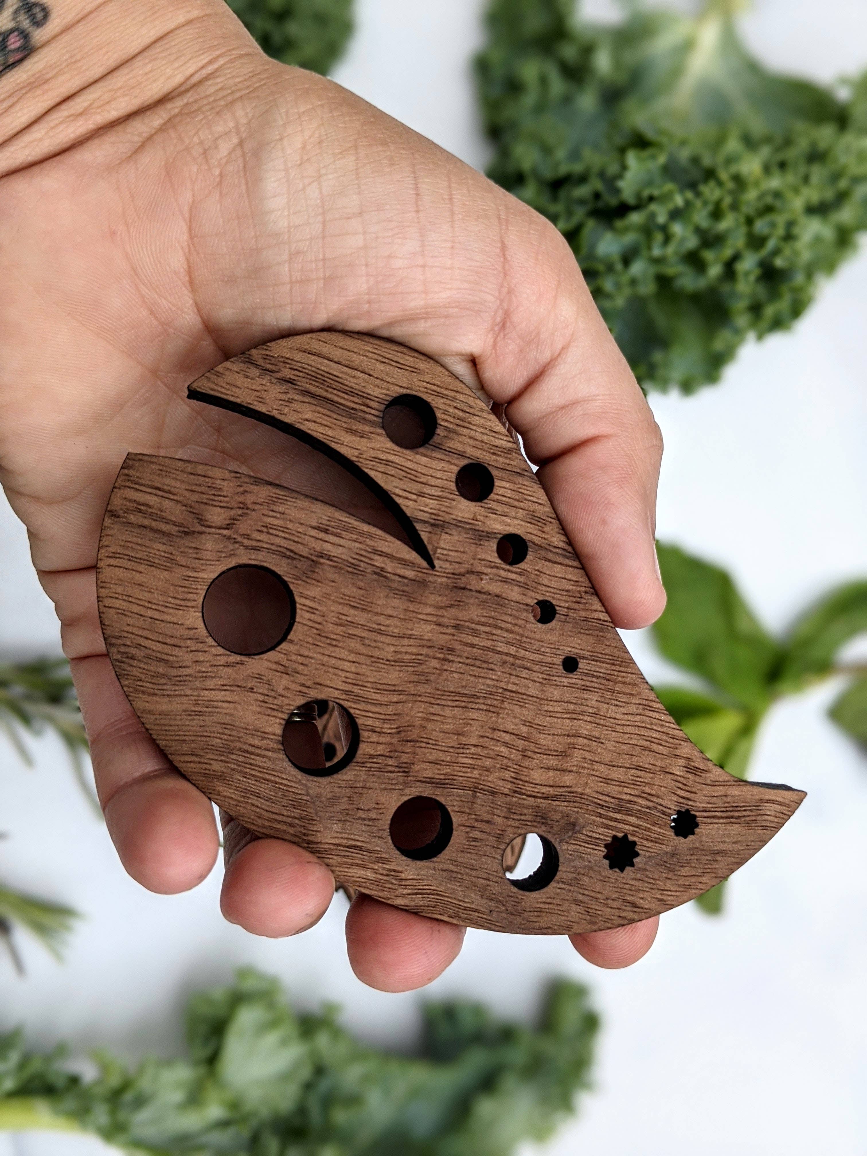 Solid-Wood Herb Stripper Kitchen Tool