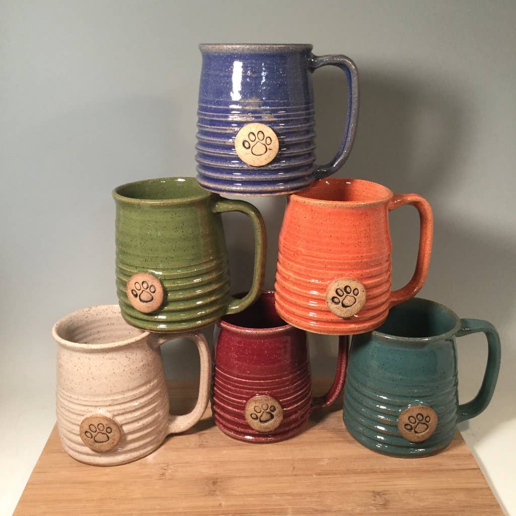 Green paw print ceramic mug for pet lovers