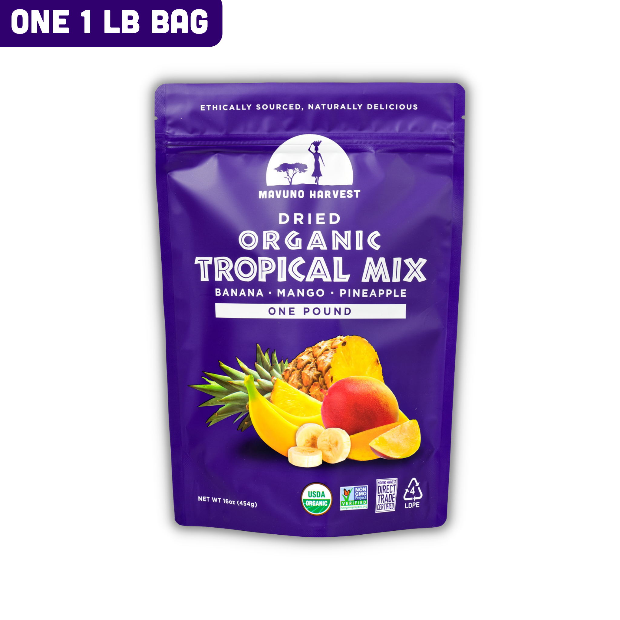 Organic Dried Tropical Mix (Mango, Banana, Pineapple) 1lb