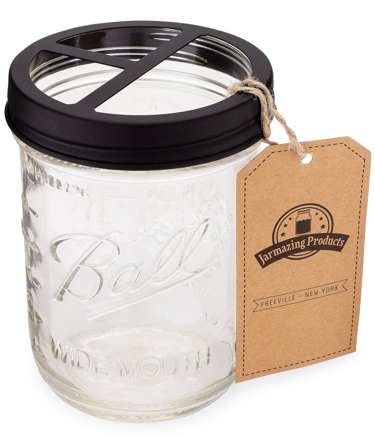 Jarmazing Products - Mason Jar Toothbrush Holder with 16oz Mason Jar