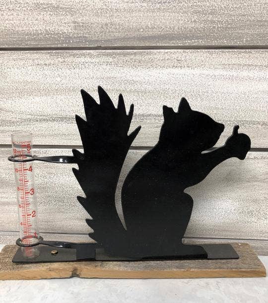 Steel Grace squirrel decorative rain gauge