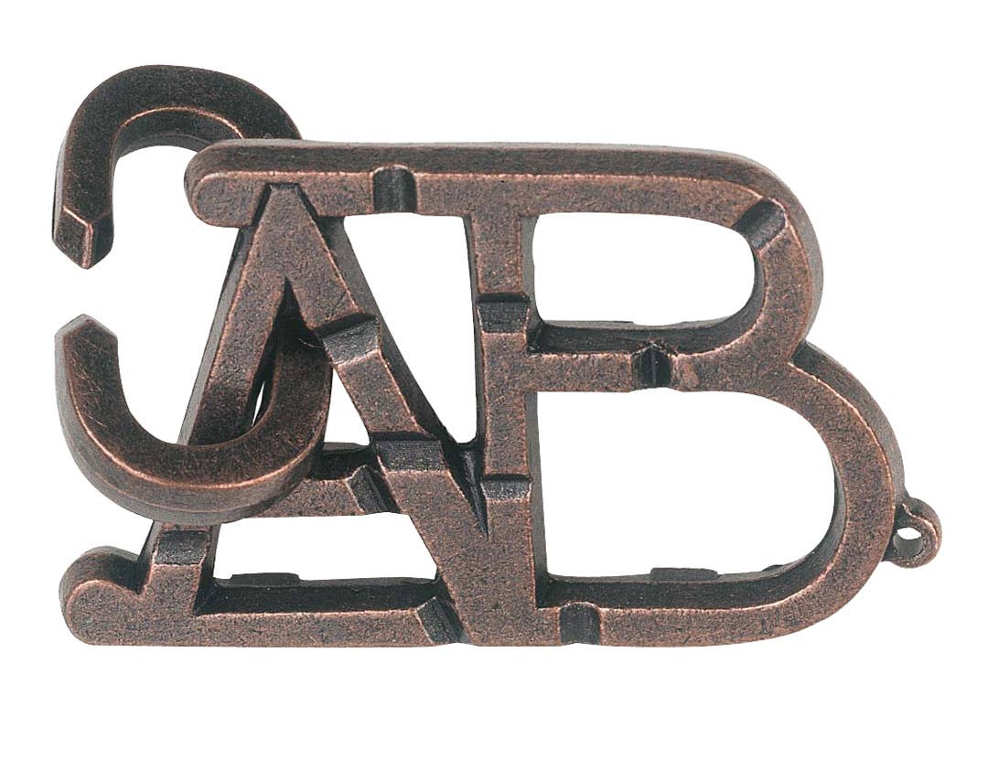 Hanayama ABC Level 1 cast metal puzzle
