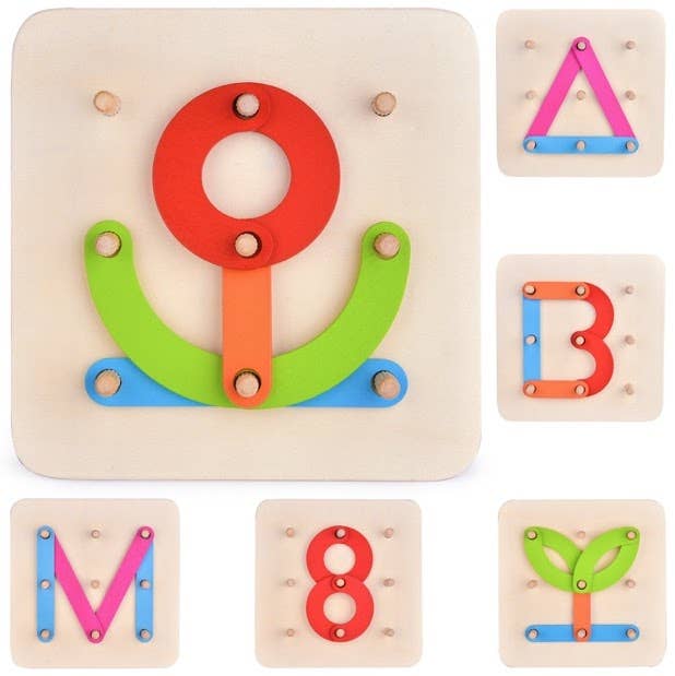 Fun Little Toys - 27 PCs Preschool Learning Toys Stacking Blocks Wooden Letter