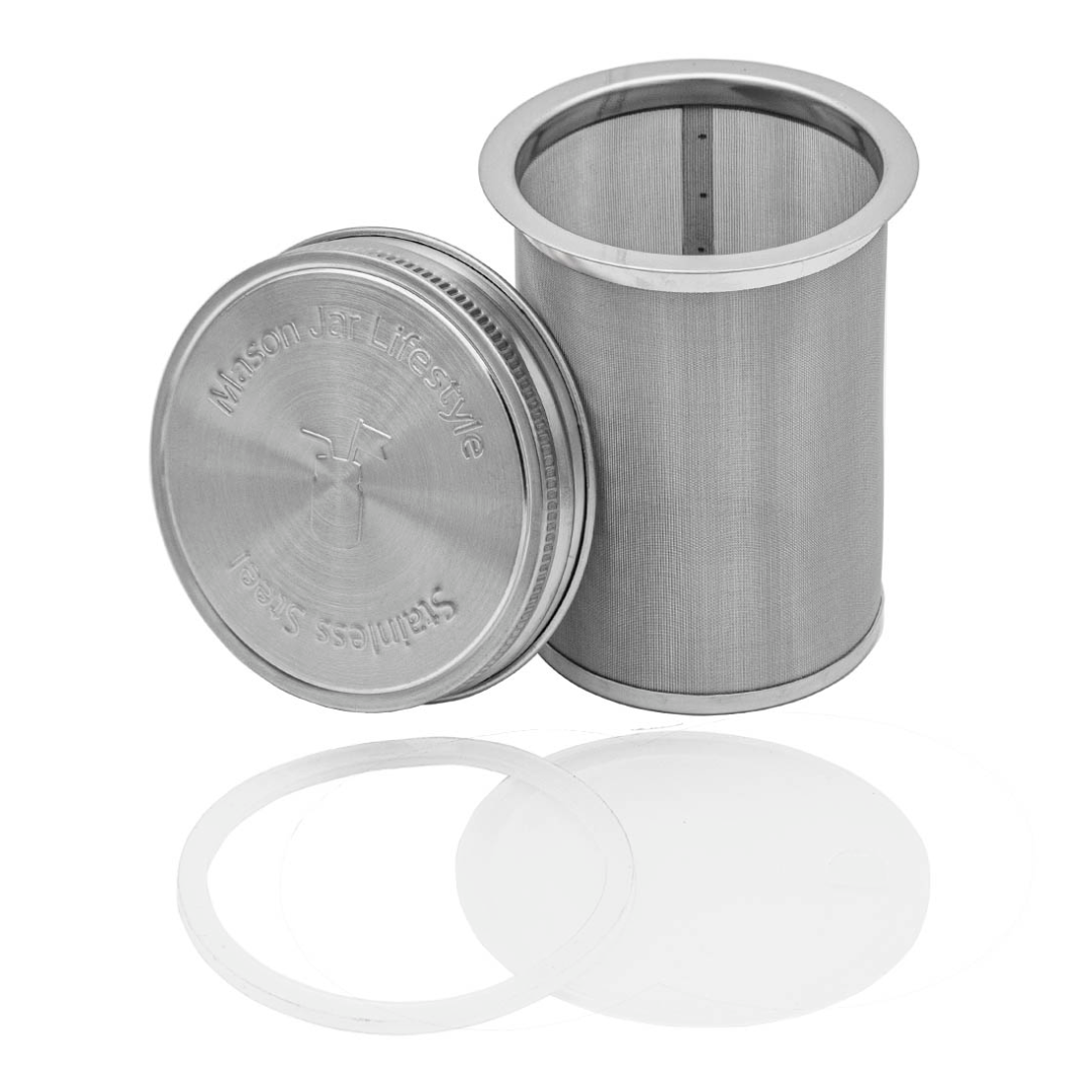 Cold brew coffee and tea maker filter kit for mason jars