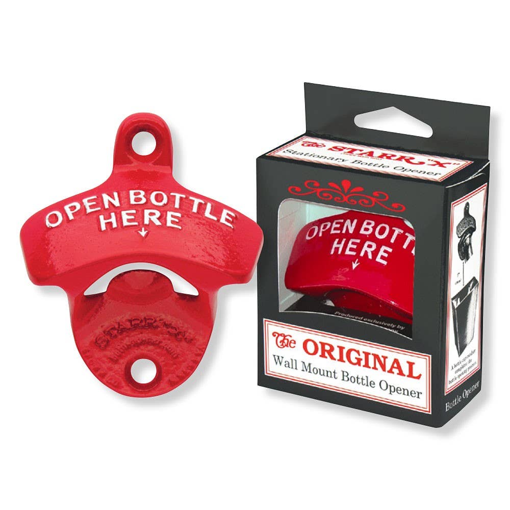 Red Open Bottle Here STARR "X" Wall Mount Bottle Opener