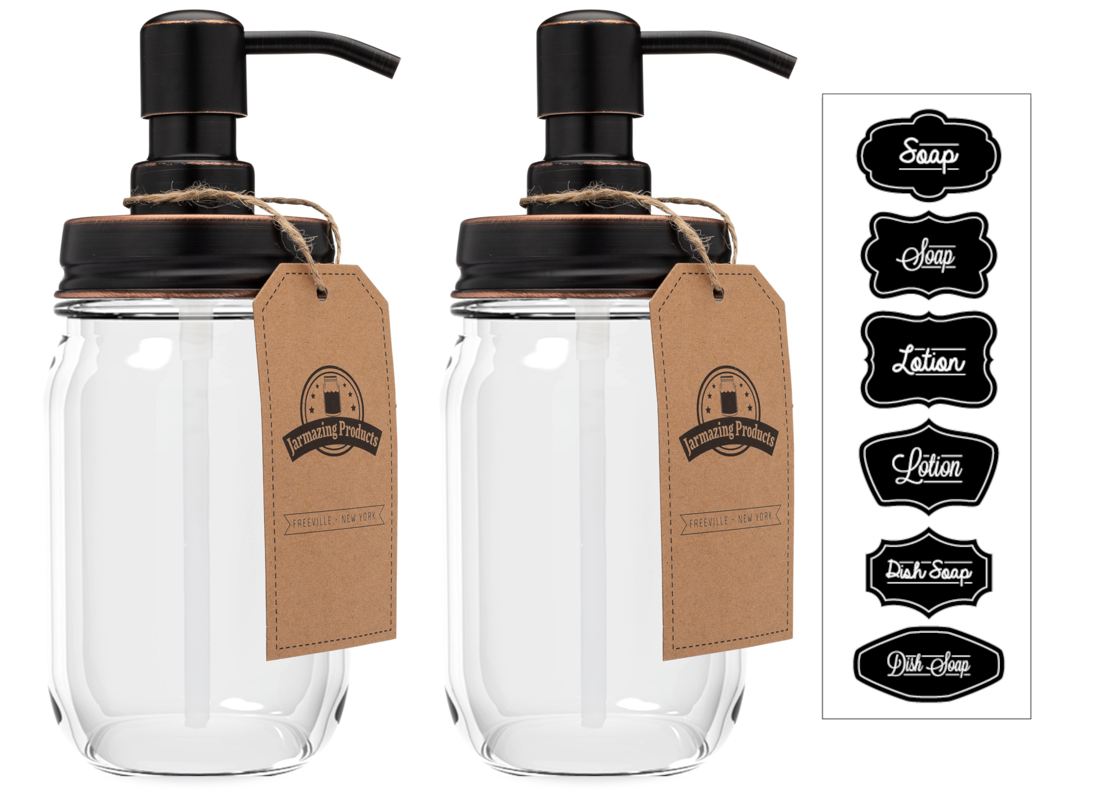 Mason Jar Soap Dispenser - With 16oz Clear Mason Jar: One Pack / Oil Rubbed Bronze