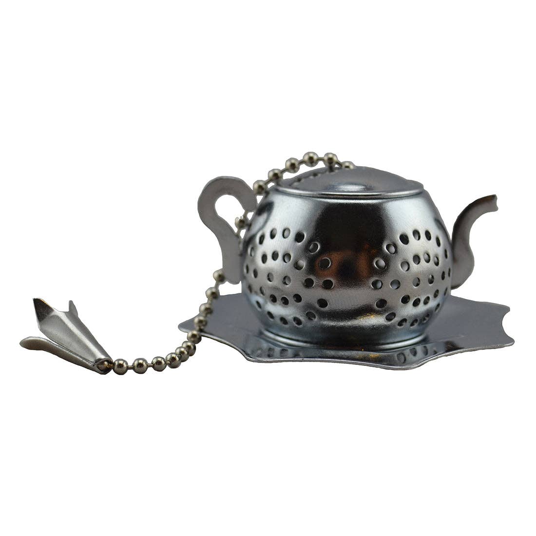 Stainless Steel Teapot Shaped Tea Strainer with Holder