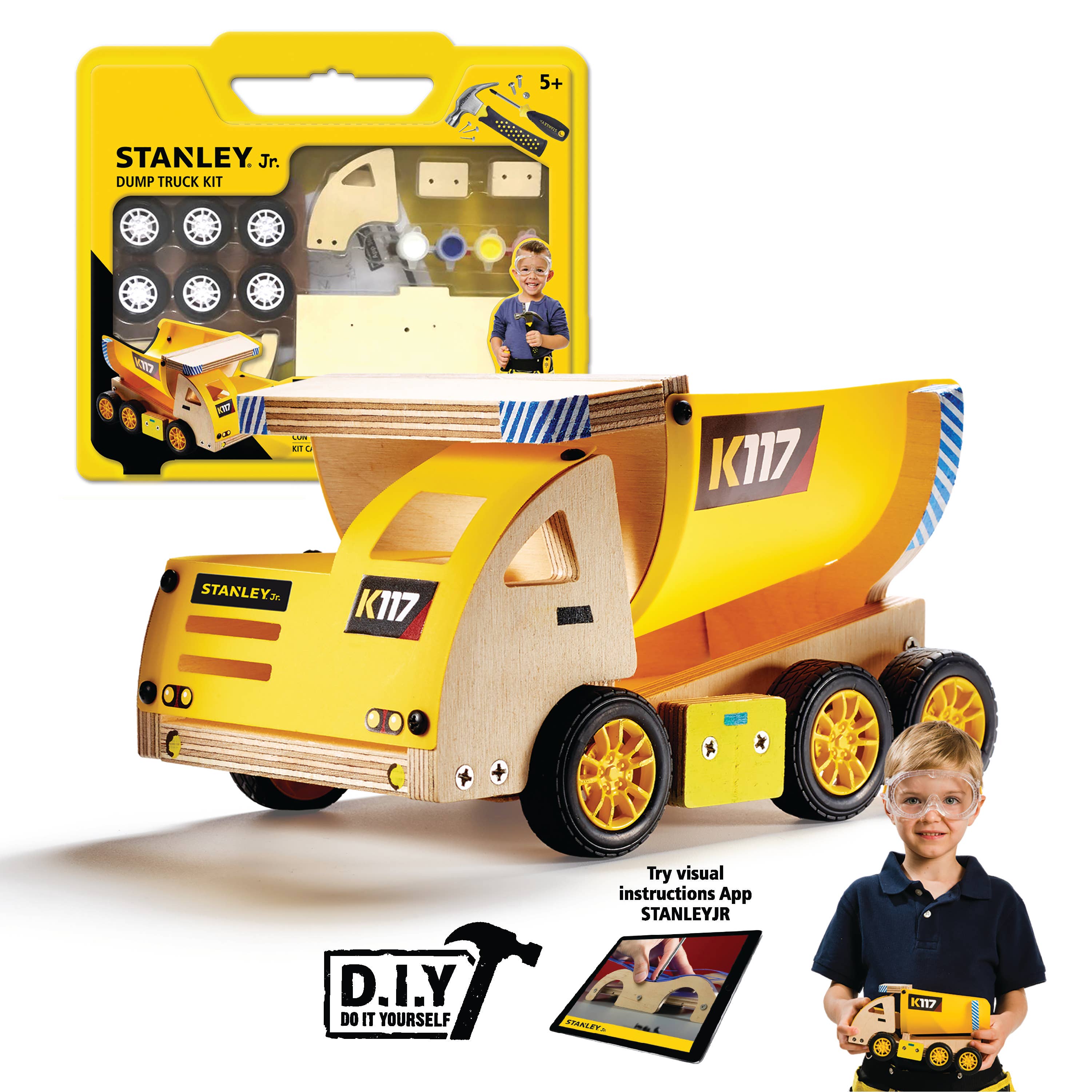Stanley Jr dump truck wooden building kit for kids