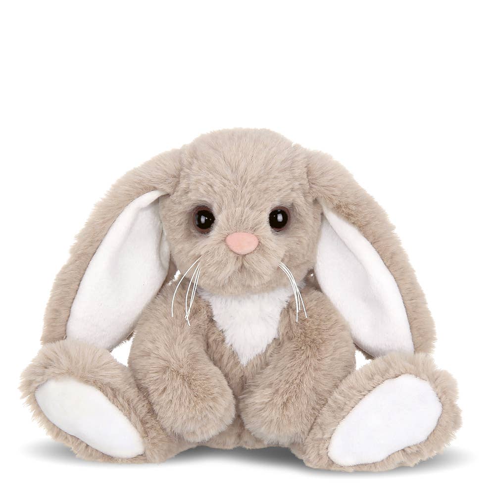 Lil' Boomer the Taupe & White Bunny plush toy front view