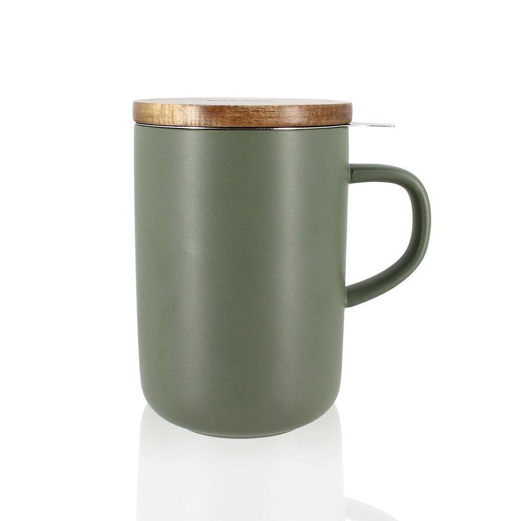 Herbal Tea Juliet Almond stoneware canister with acacia lid