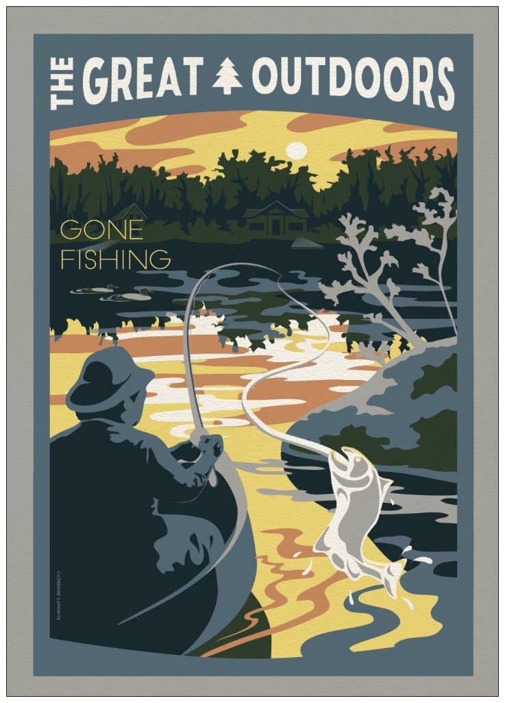 Gone Fishing Postcard | Great Outdoors Souvenir Gift