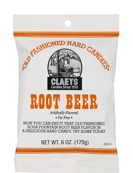 Claey's Root Beer old fashioned hard candy bag