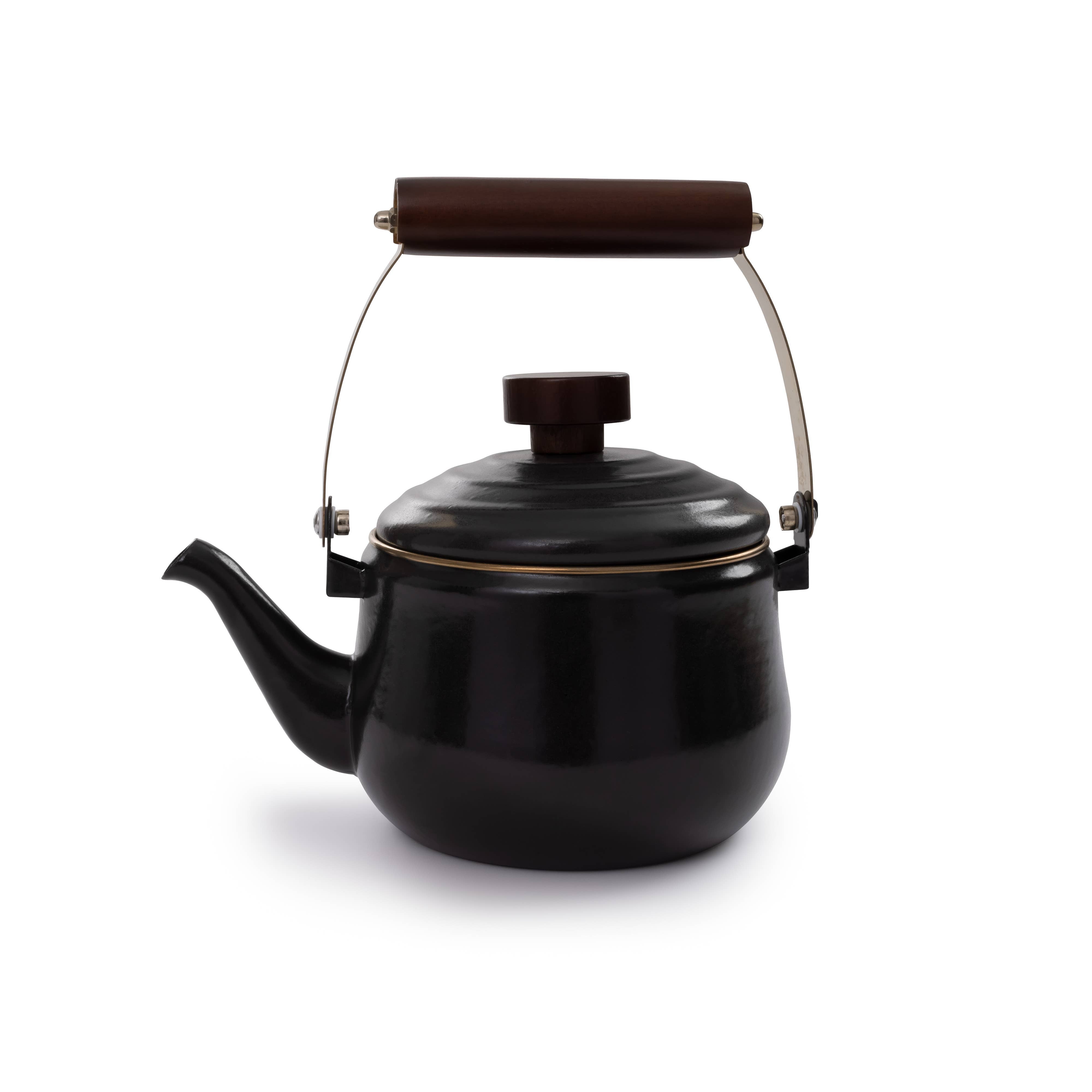 Barebones enamel black teapot