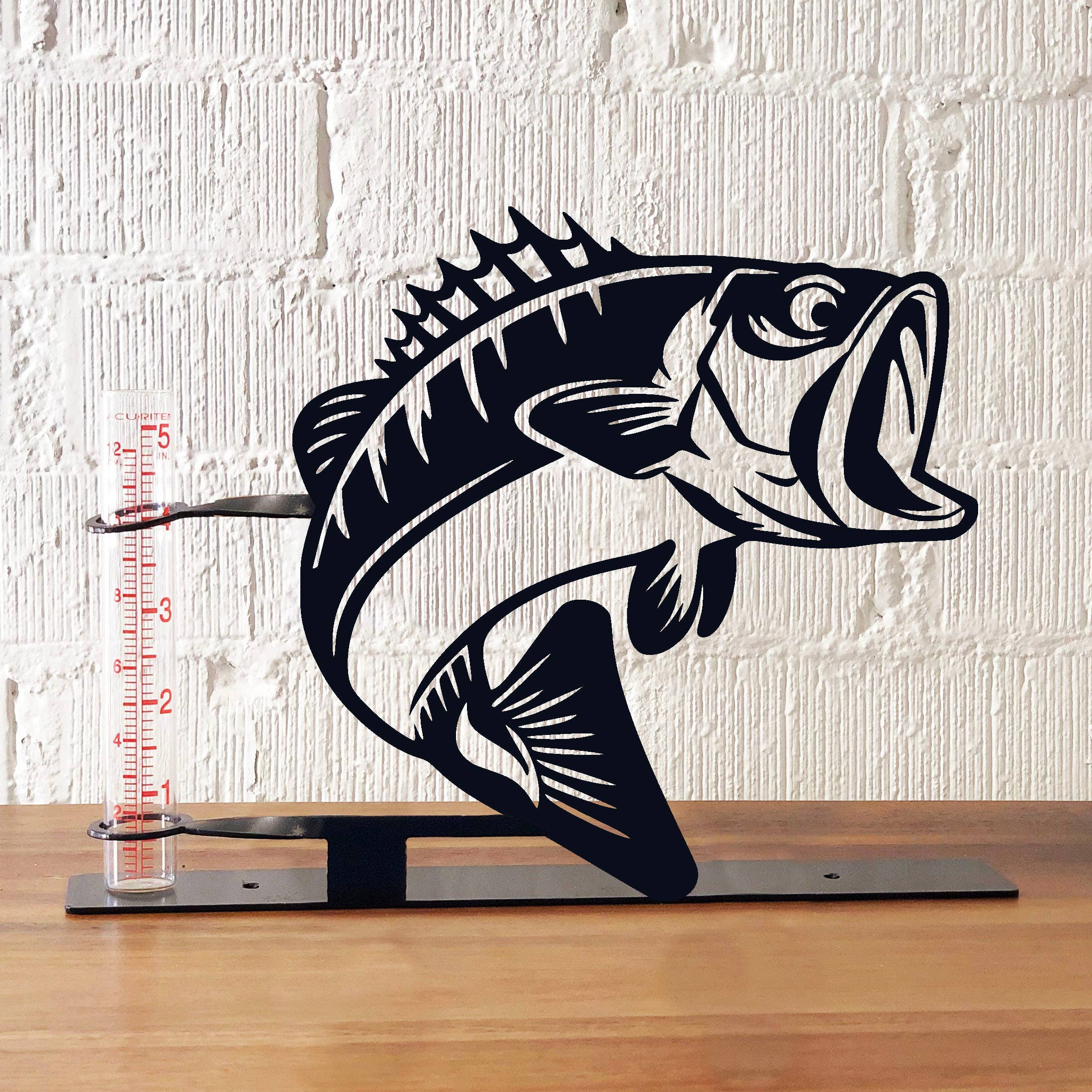 Steel Grace bass jumping decorative rain gauge