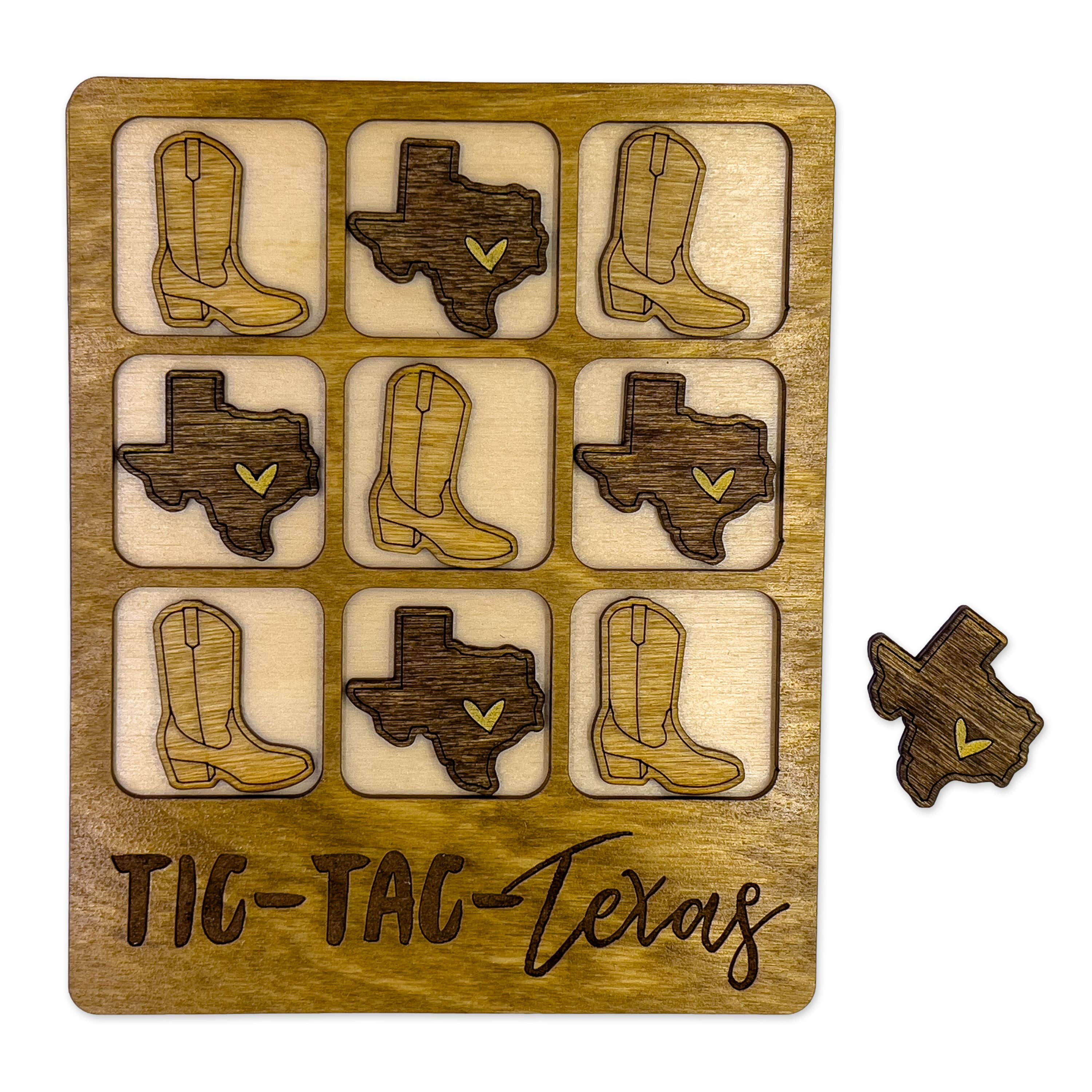 State-themed color finished tic-tac-toe wooden game