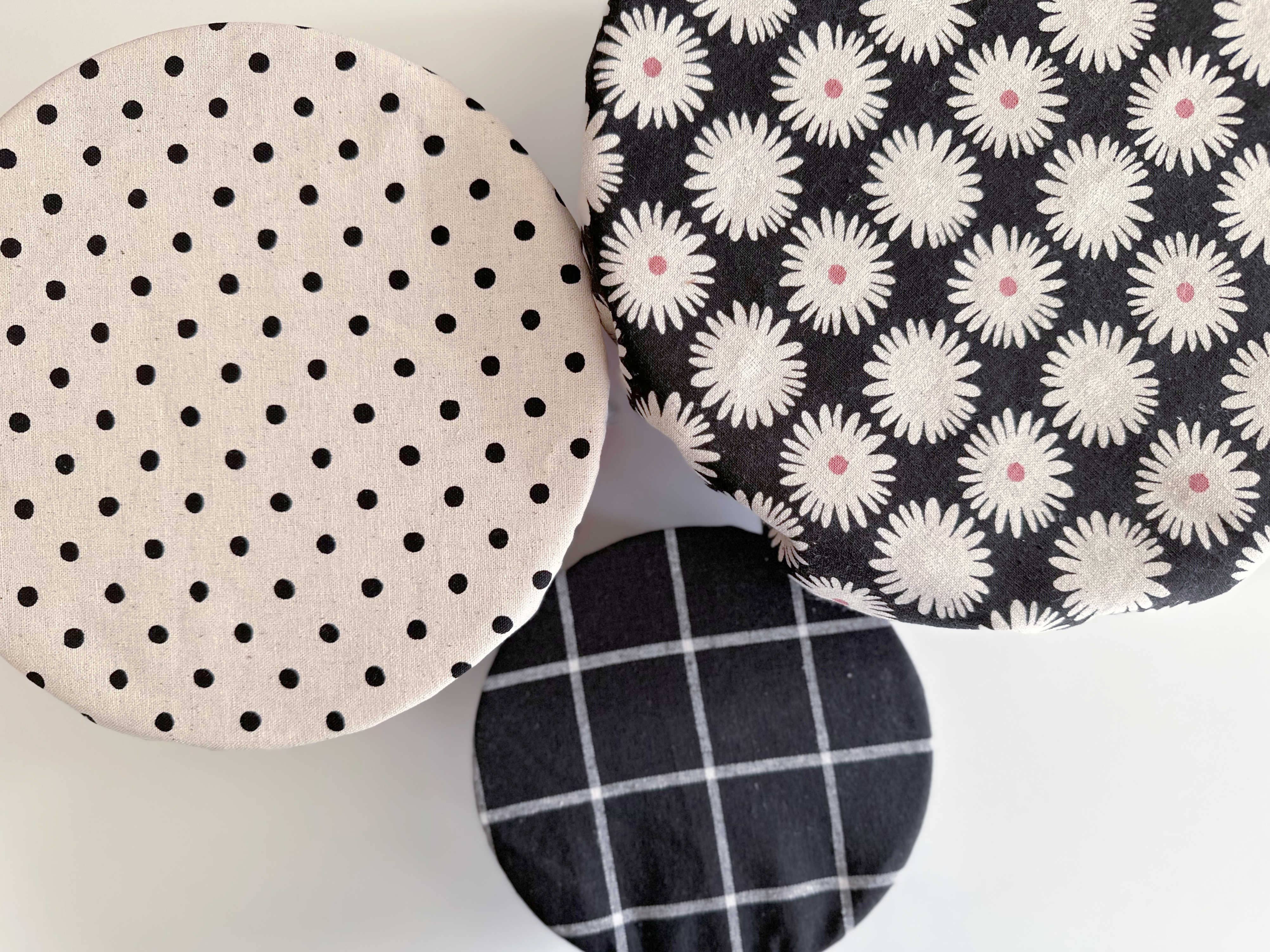Black Pattern Mix reusable bowl covers set of three