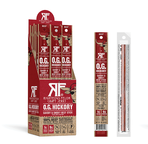 Righteous Felon O.G. Hickory Beef Stick snack