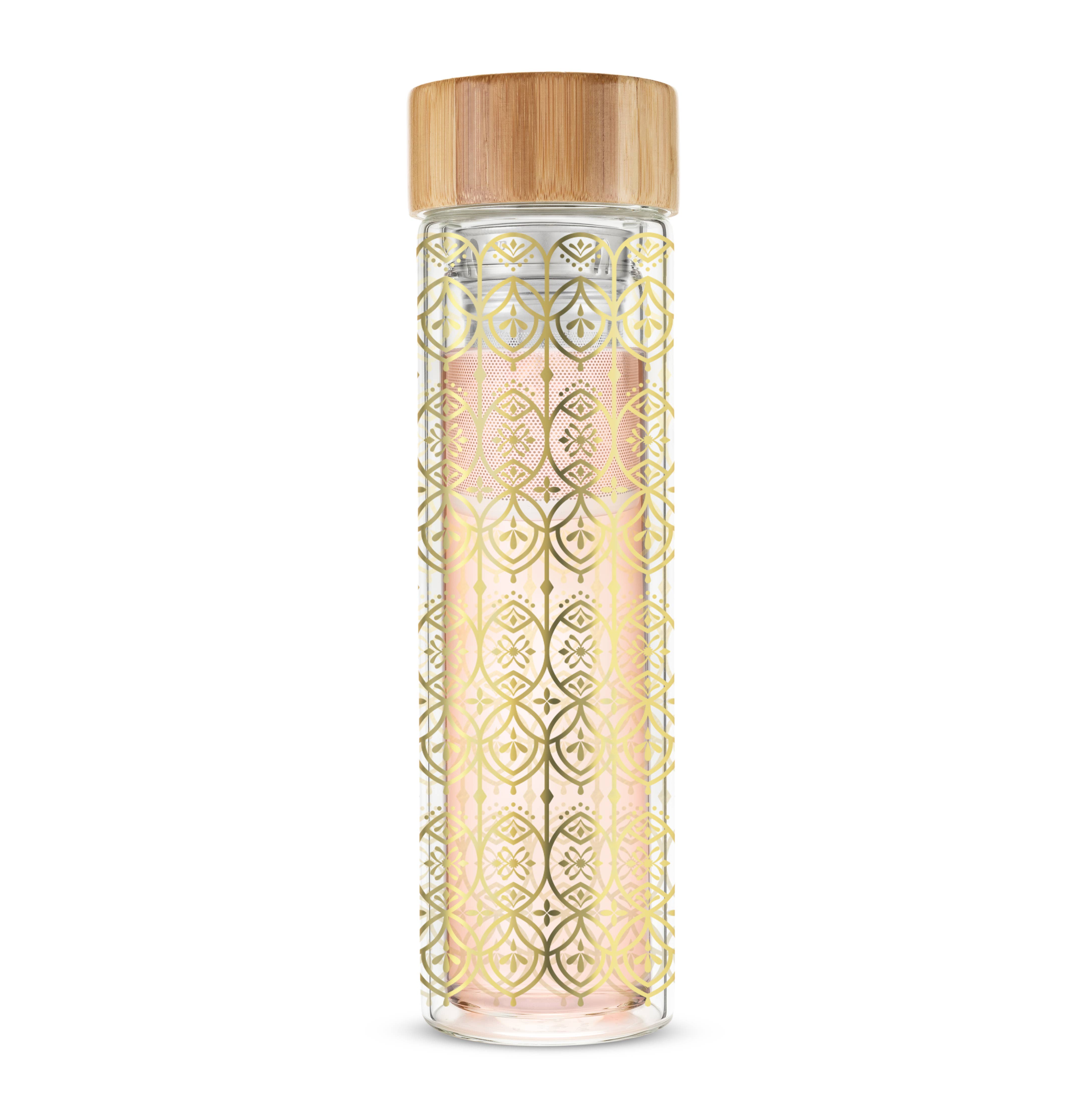 Blair™ Arabesque Gold Glass Travel Infuser Mug by Pinky Up®