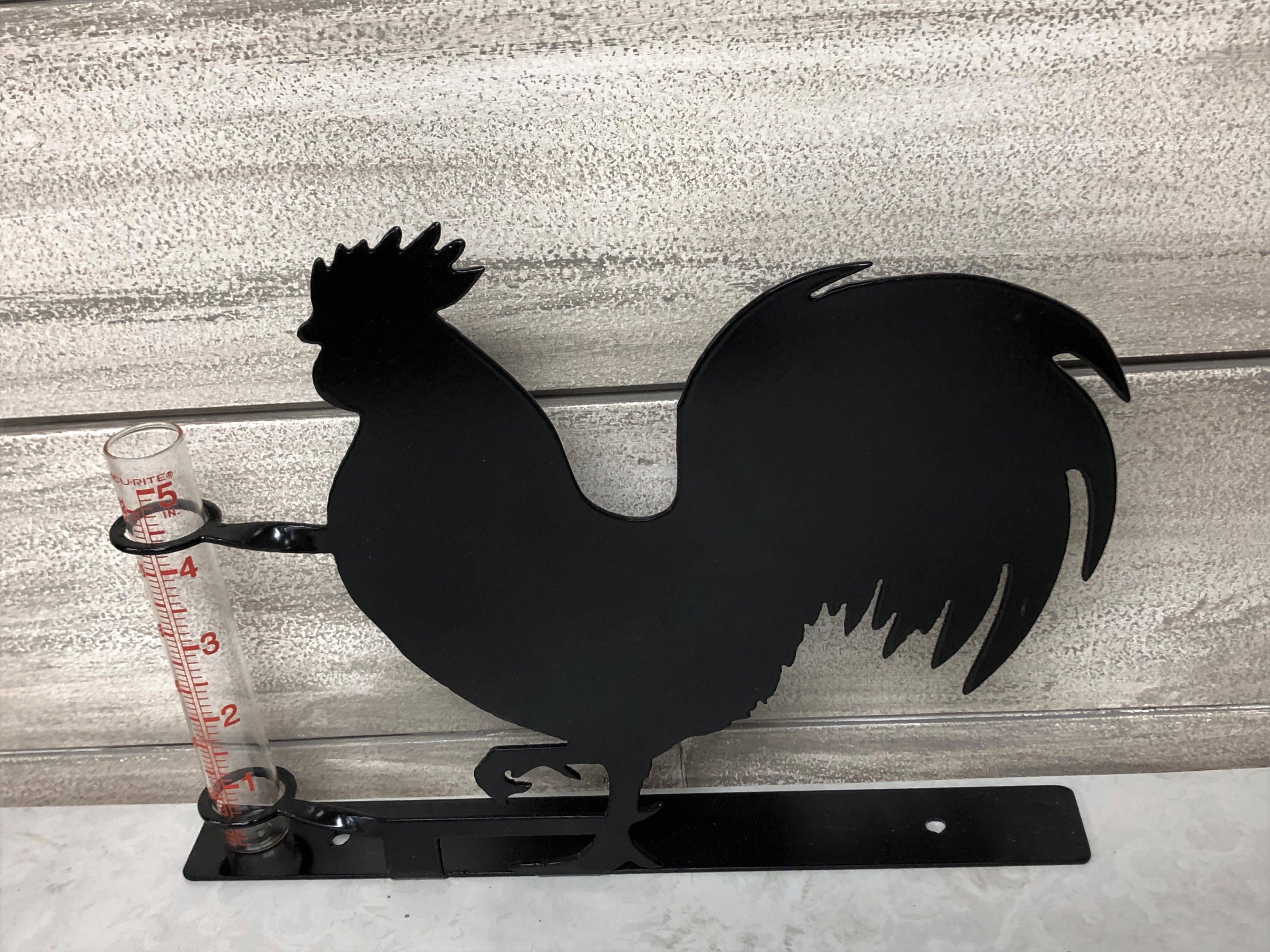 Steel Grace rooster decorative rain gauge